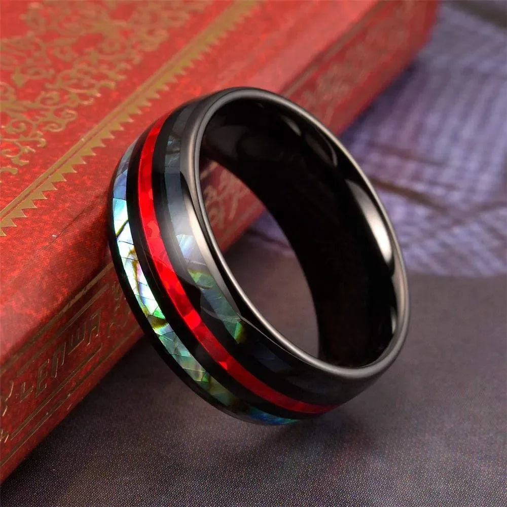 Fashion Viking Tree Of Life Stainless Steel Abalone Shell Rings For Men Odin Norse Viking Rune Rings Retro Amulet Jewelry Gift