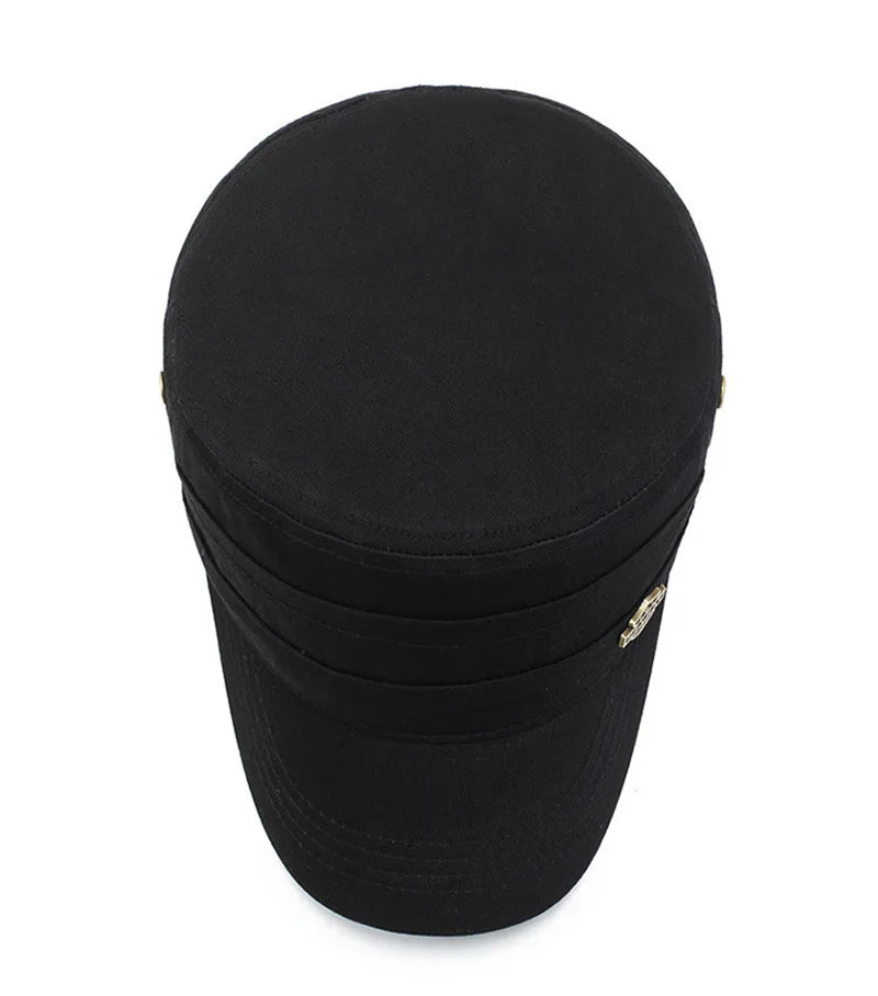 Men  Cap Summer Autumn Casual Cadet Hat Flat Top Caps Female Vintage Hats Bone Man Cap Fashion Shade Cotton Cap