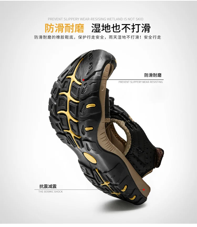 Summer Hiking Sandals for Men Quick Dry Outdoor Trail Walking Closed Toe Water Sandals Casual Lightweight Summer Beach Shoes