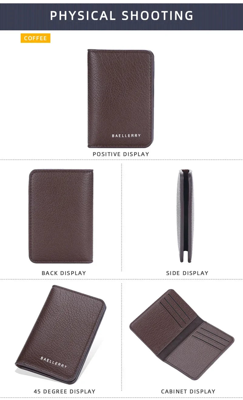 Men's Leather Card Wallet Minimalist Small Thin Purse Soft Slim Mini Credit Card Bank ID Card Holder Wallet for Men