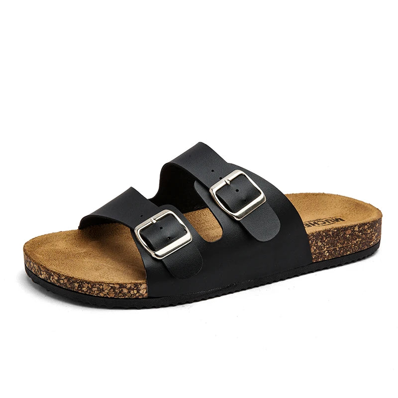 Fashion Classic Unisex Slippers For Men Comfortable Summer Cork Shoes For Men Outdoor Sandals Microfiber