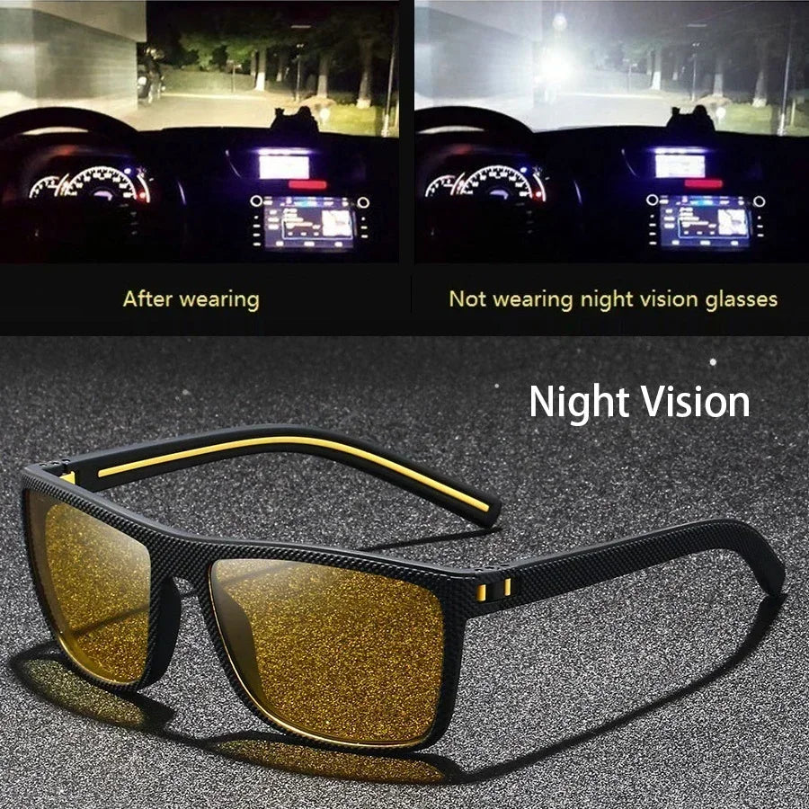 Retro Polarized Sunglasses for Men Lightweight TR90 Frame UV400 Protection Square Sun Glasses Night Vision Goggles Amagi