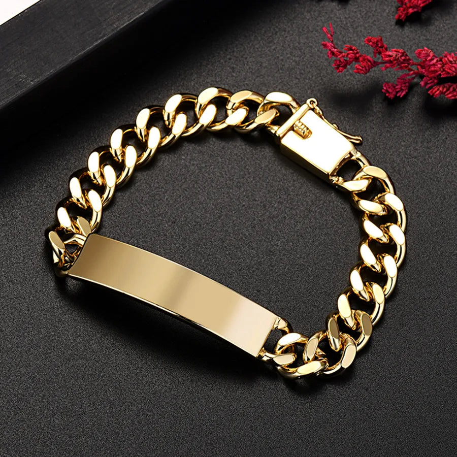 New high quality 18K Gold 10MM chain bracelets for man women fashion original jewelry wedding Accessories party Christmas gifts