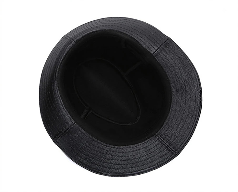 2025 Men Fashion Caps Autumn Winter Warm New Cowboy  100% Real Cowhide Leather Hats Men Real Genuine Cowhide Leather Top Hats