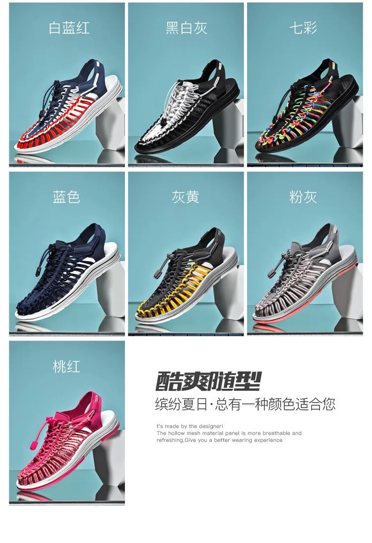Men's Sandals Woven Casual Mens Beach Shoes 2025 New Comfortable Soft Men's Sandals Summer Casual Shoes for Men Sandalias Hombre