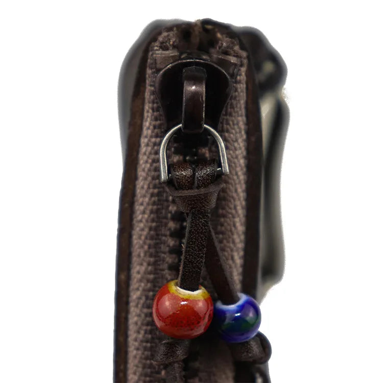 Natural Leather Key Wallet for Men Short Zipper Car Key Holder Real Leather Coin Purse Card Case Bag Keys Organizer Housekeeper