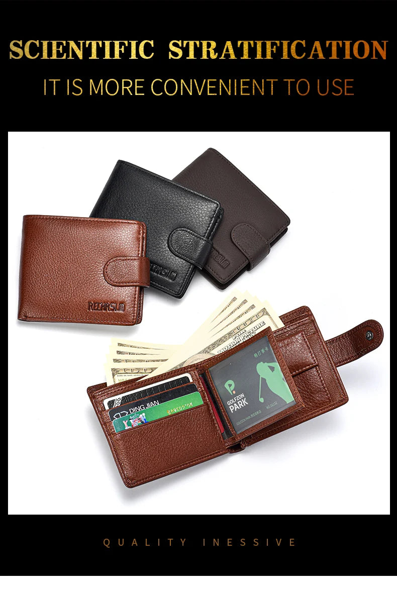 Genuine leather Men's Wallet Classic Style Short Multi-Card Wallet Coin Pocket Wallet High-End Minimalist wallet for Men