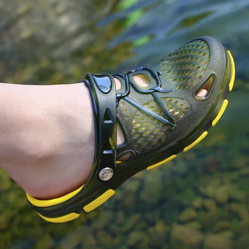 Fashion Men Slippers Casual Sandals Anti Slip Wear-Resistant Breathable Cushioning Color Blocking Design Versatile Sport Shoes