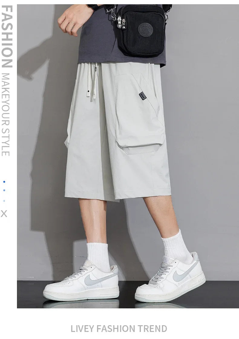 Short Men's Clothing Man Shorts Casual Loose Fit Short Mens Male New Summer Work Shorts Men Drawstring Cargo Pants Men