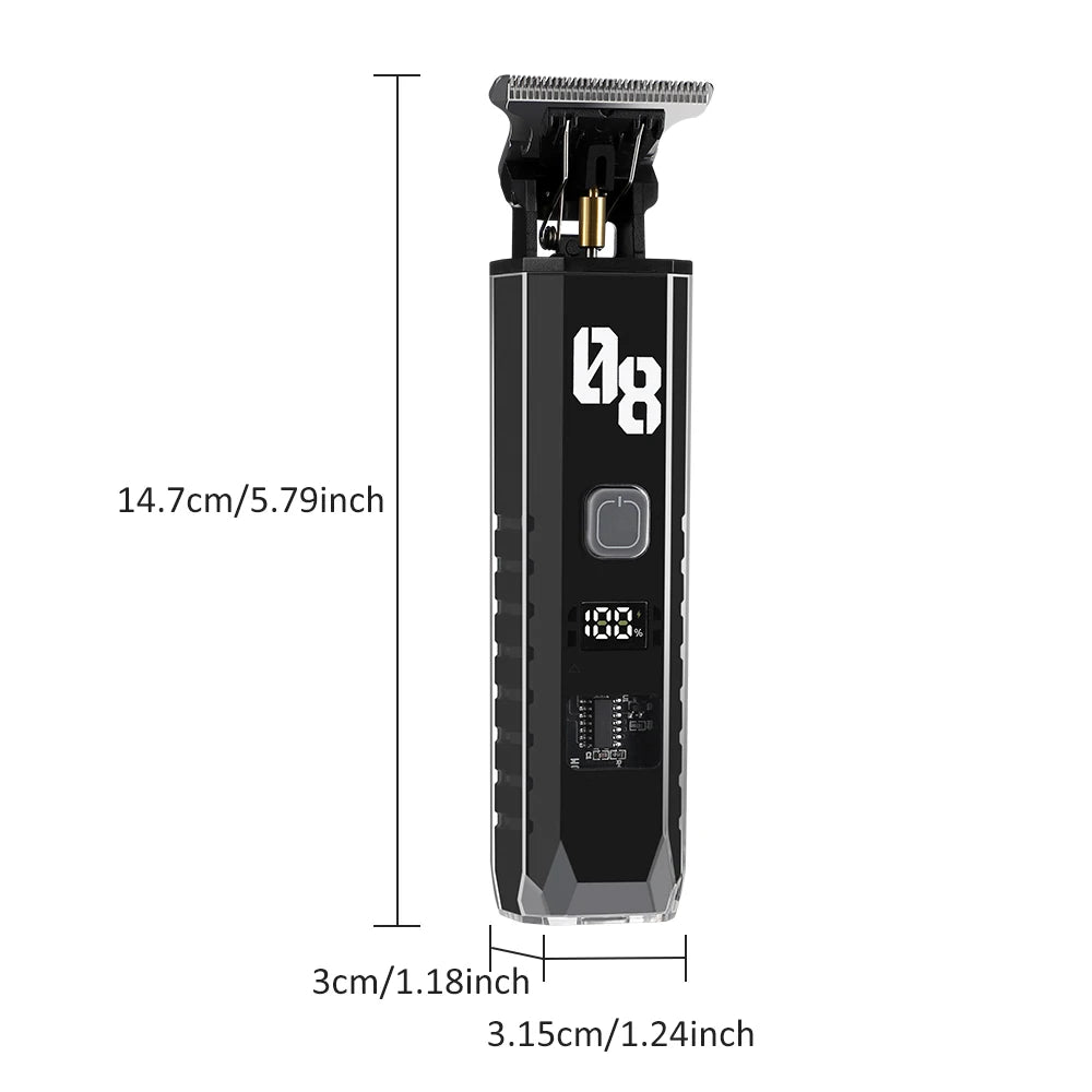 Men's Hair Clipper Cordless Hair Trimmer Beard Trimmer Rechargeable Hair Cutting Grooming Kit with LED Display Professional Barb