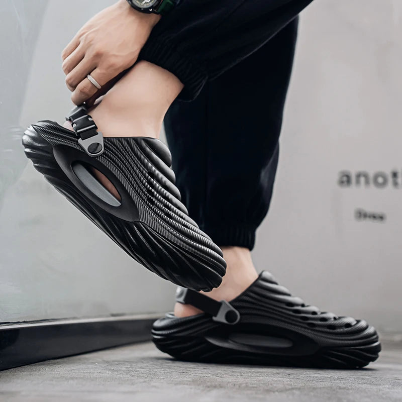2025 New Men Massage Slippers Slides Indoor Outdoor Sandals Beach Casual Shoes Comfortable Sole Men's Slippers Big Size 40-45
