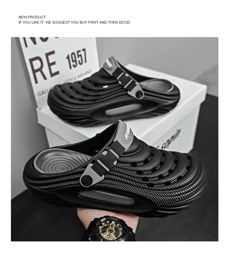 2025 New Men Massage Slippers Slides Indoor Outdoor Sandals Beach Casual Shoes Comfortable Sole Men's Slippers Big Size 40-45
