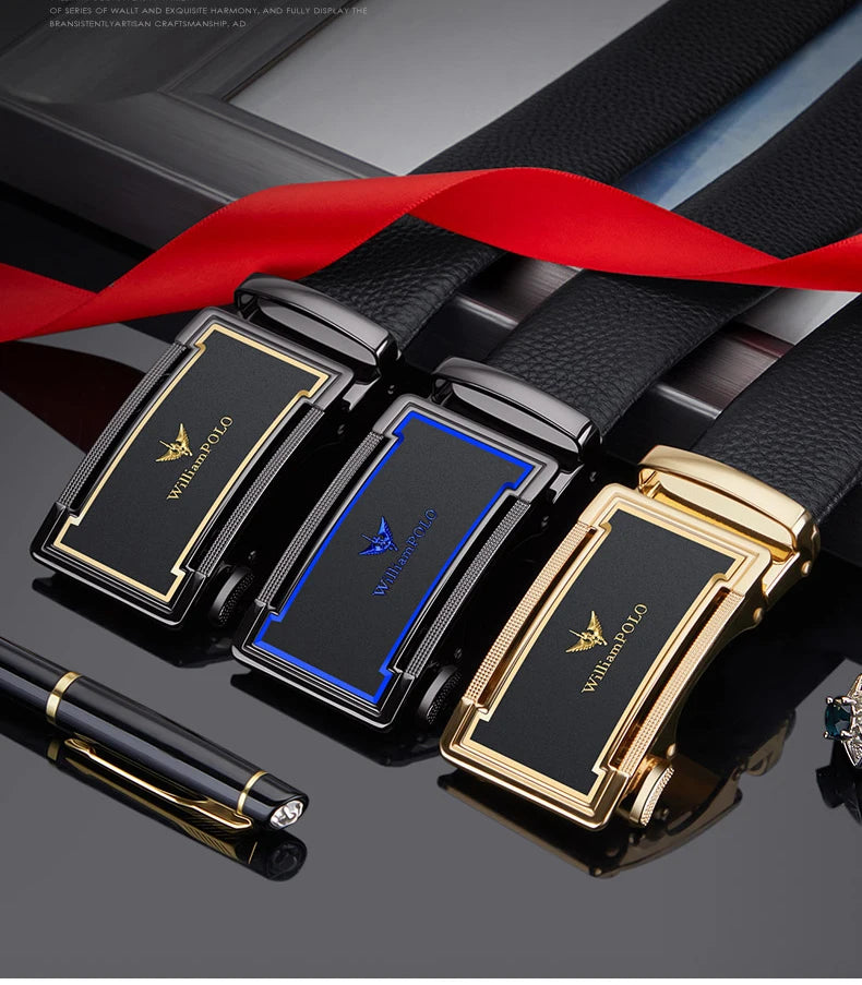 Men's leather belt with automatic buckle, casual pants belt, fashionable high-end belt, business waist belt