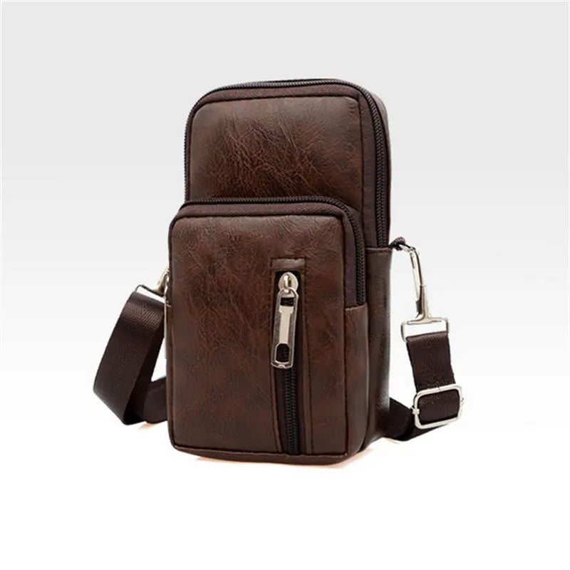 Men Genuine Leather Shoulder Male fanny pack High Quality Messenger Bags  Men's Fashion Business Belt Bag Small Briefcase Waist