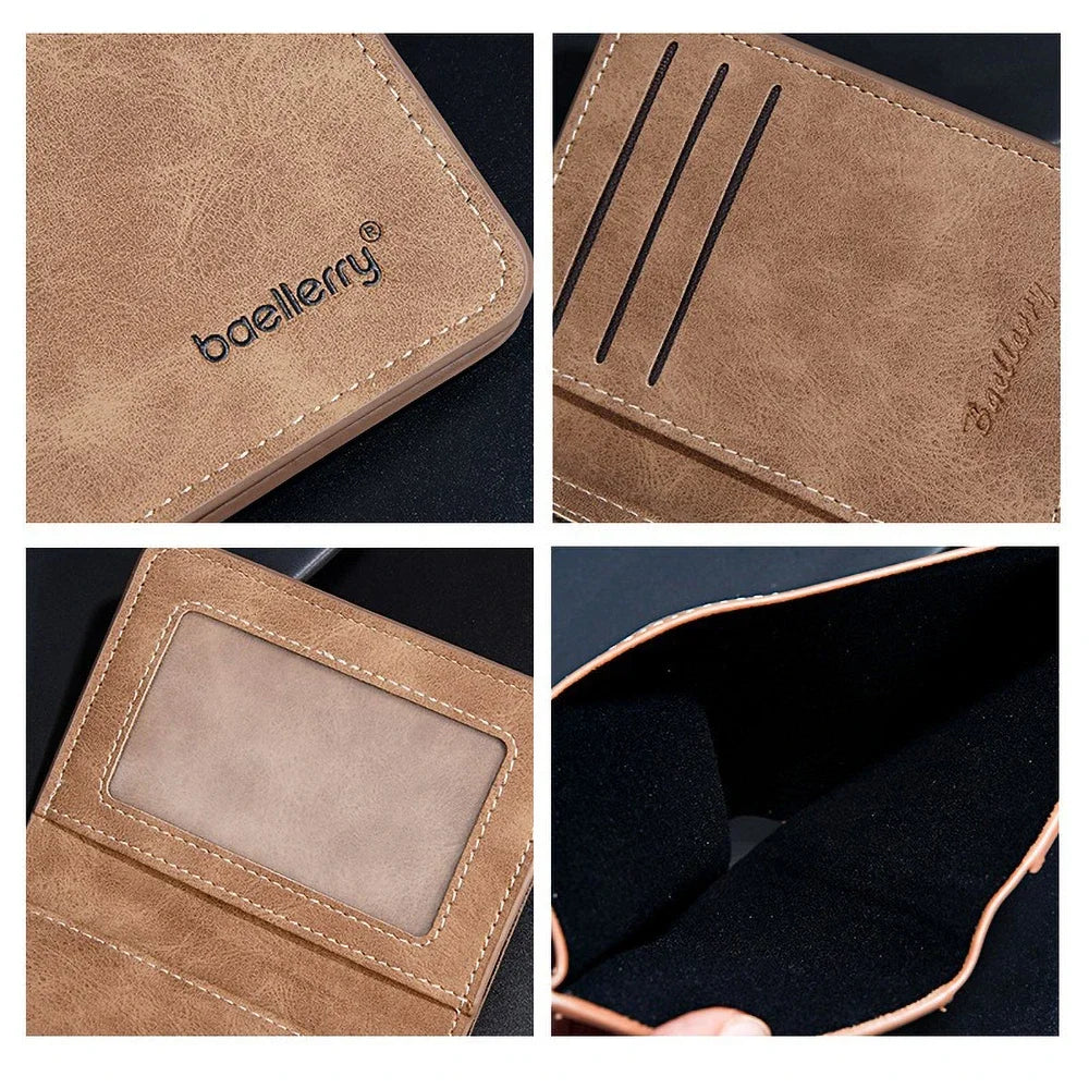 New Baellerry Wallet for Men PU Leather Front Pocket Minimalist Money ClipTravel Essentials Black blue brown gray four colors