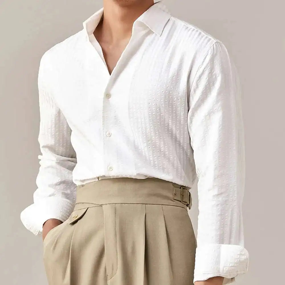 2025 Spring Shirts Men Dress Stripe Long Sleeve Shirt British Versatile Casual Cotton Shirt Fashion Man Camisa Social Masculina