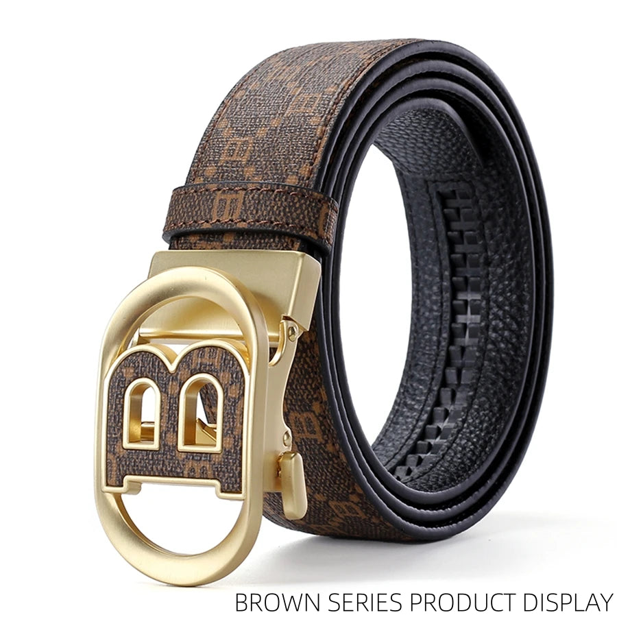 "B" Letter Genuine leather Belt for men Luxury brand Automatic Jeans Trouser belt golf man belt Work social designer waist belts