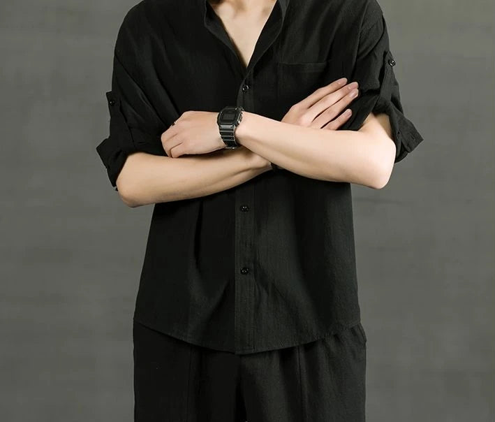 Shirts For Men White Man Shirt Plain With Pocket Linen And Cotton Half Sleeve Social Fashion Summer Designer Sale Xxl Casual Hot