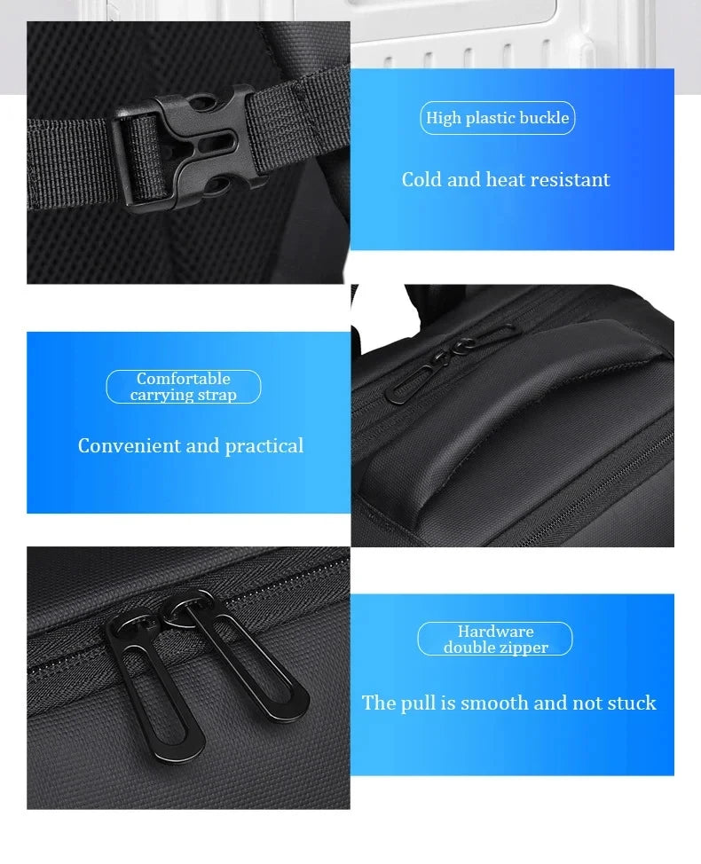 Large Capacity Men's Backpack Expandable Business Travel Bag 15.6 inch Laptop Waterproof Backpack USB Charging Camping Baggage