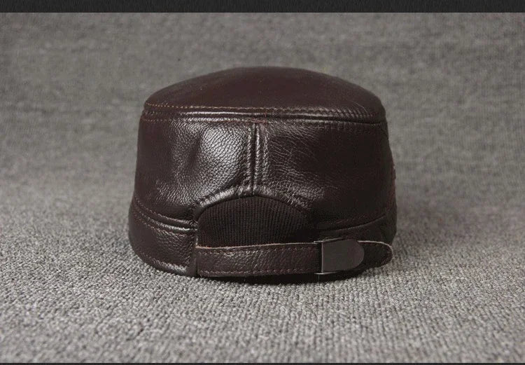 Adjustable Size Leather Baseball Cap Men's Winter Hat New Thicker Warm Cowhide Simple Fashion Male Bone Snapback Dad's Hats