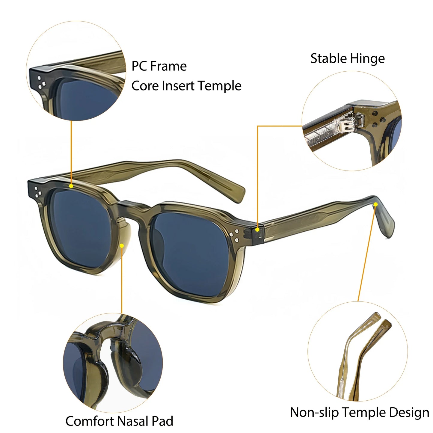 CATERSIDE Fashion Prescription Sunglasses 1.56 Refractive Index Lens Men's Small  Square Frame Women's Optical Sun Glasses