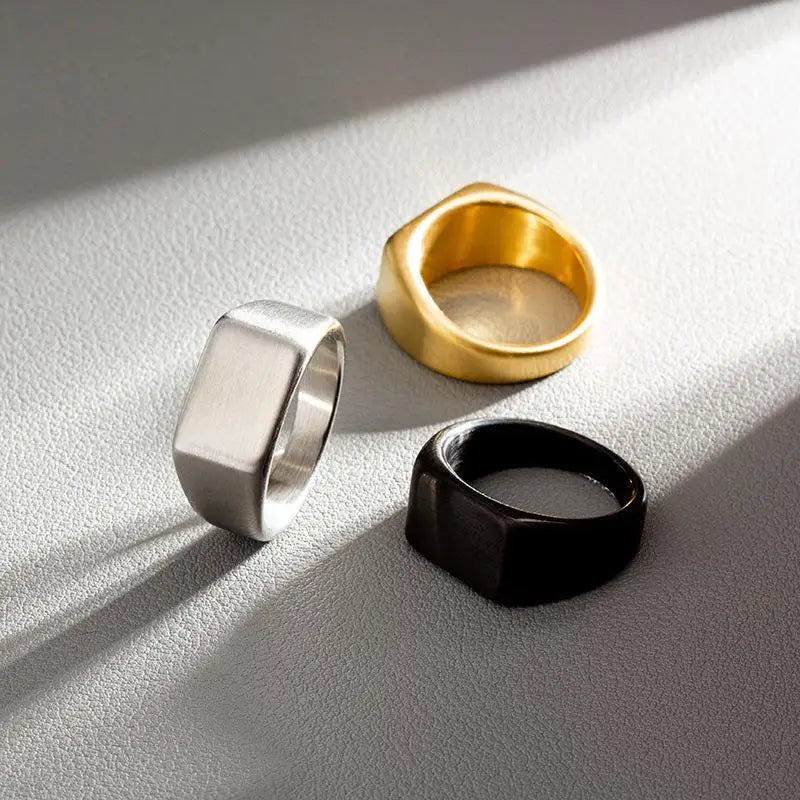 Jiayiqi Classic Frosted/Smooth Tops Men's Rock Punk Rings Cool Fashion Individuality Signet Ring For Women Man Party Jewelry
