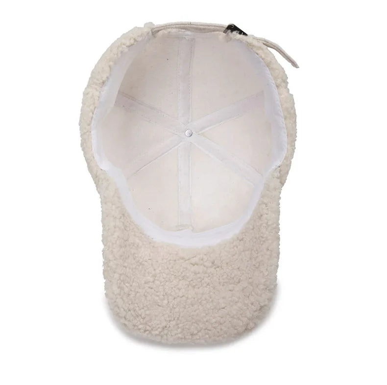 Baseball caps, outdoor warm caps, teddy velvet embroidered cold caps, stylish with warm hats
