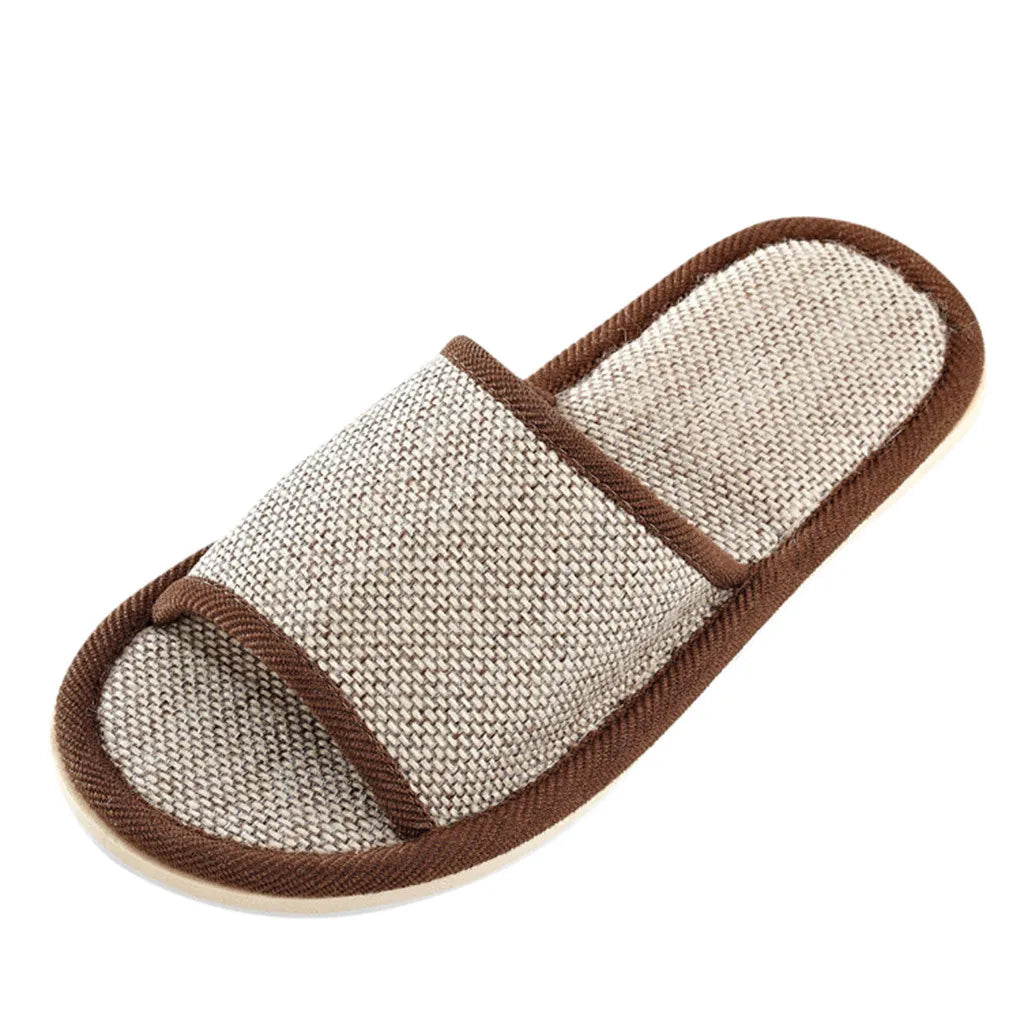 Linen Slippers For Men And Women Indoor Floor Slippers Domestic Flat Shoes Home Slippers Indoor Flat Shoes Sandals