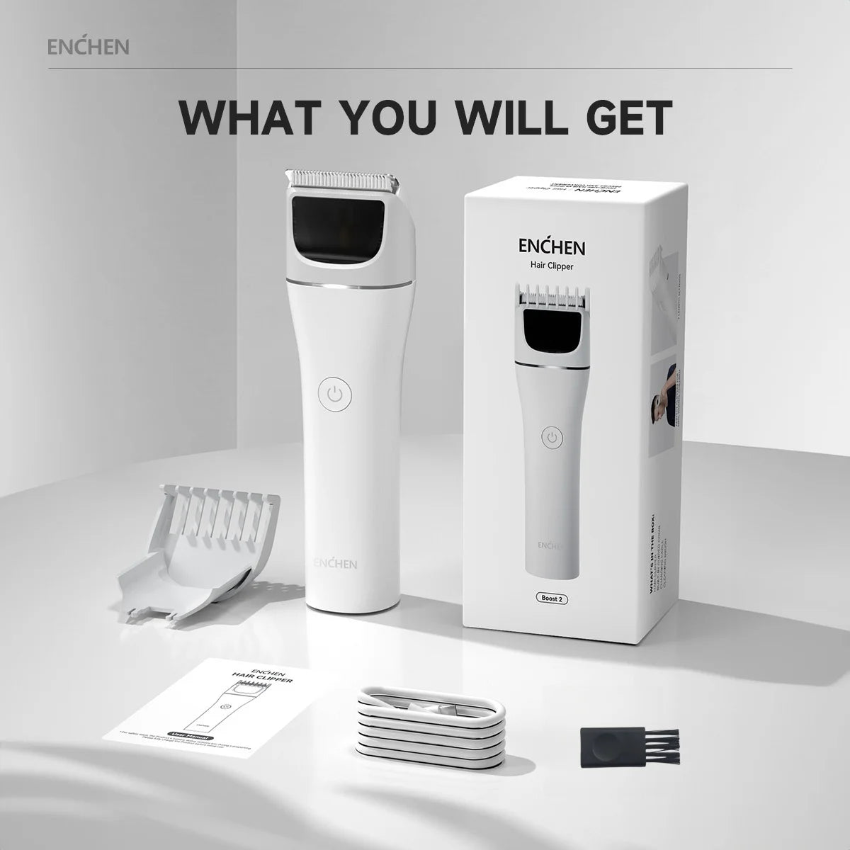 ENCHEN Hair Clipper Electric Barber Clippers Rechargeable Hair Cut Machine Cordless Beard Trimmer Travel Clipper for Men Boost 2
