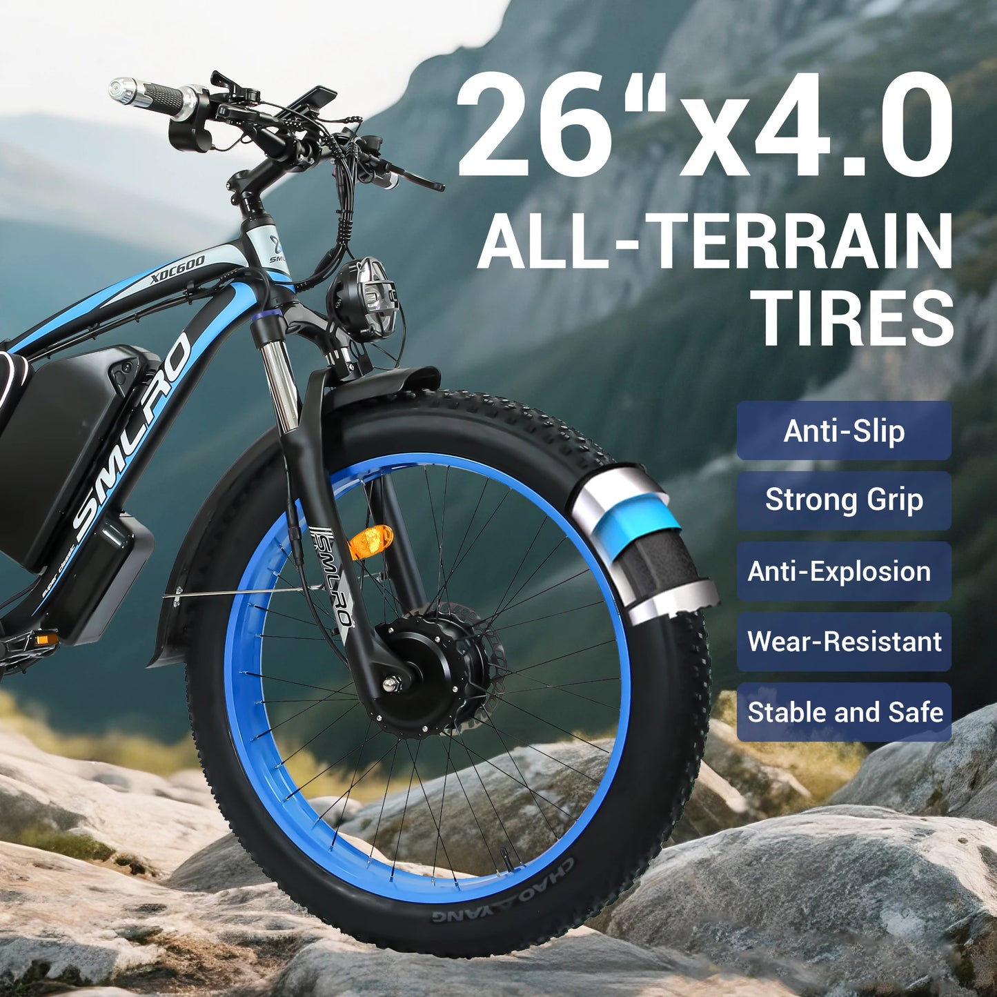 SMLRO XDC600 Adult Off-Road Ebike 3000W 52V 30Ah Hydraulic Disc Brakes Electric Bicycle 26*4.0" Fat Tire Mountain Electric Bike