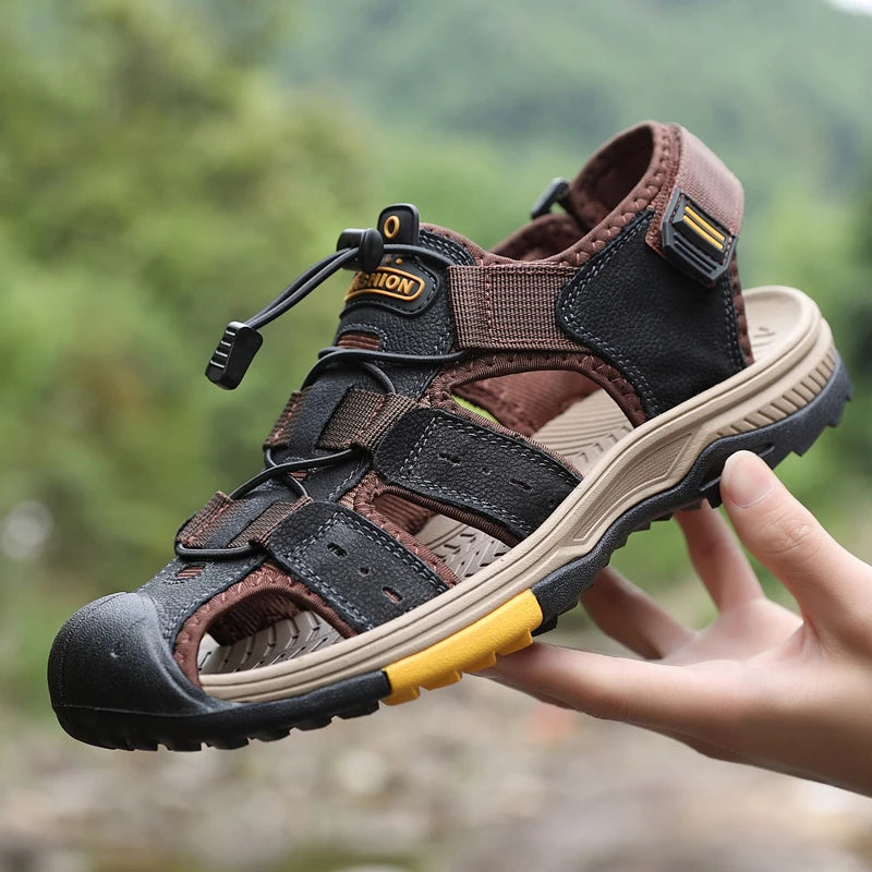 Summer Men Sandals Genuine Leather Mens Casual Shoes Outdoor Men Leather Sandals for Men Beach Shoes Roman mens Shoes