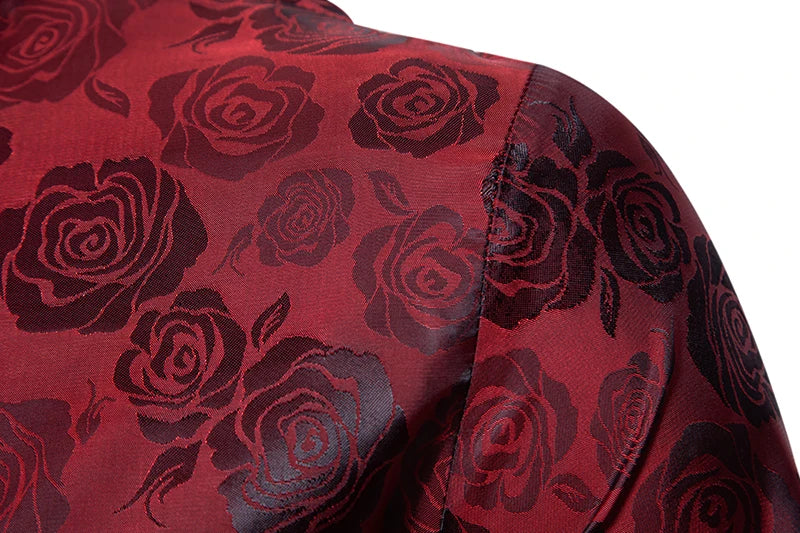 Shirt Men Fashion Gentleman Business Casual Slim Fit British Style Solid Color Button Rose Print Button Shirt Dress Shirt