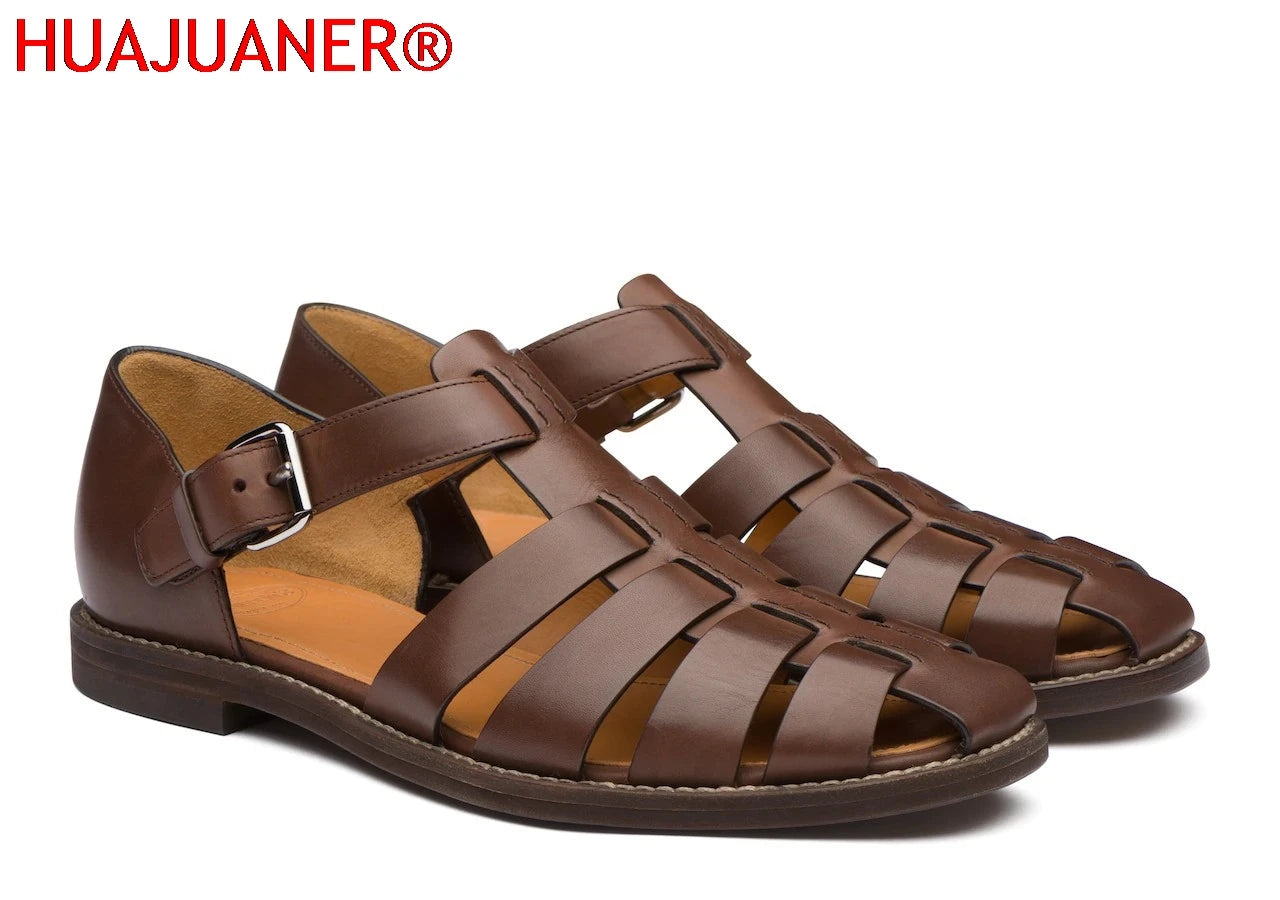 Summer Men's Sandals Leather Dress Shoes Outdoor Soft Pointed Formal Men Wedding Sandals Classic Light Slippers Sandals Sneakers