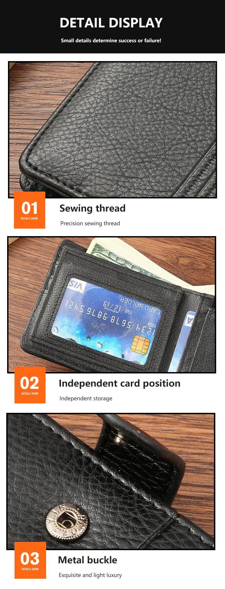 Men's wallet PU leather short zipper buckle wallet new wallet change bag