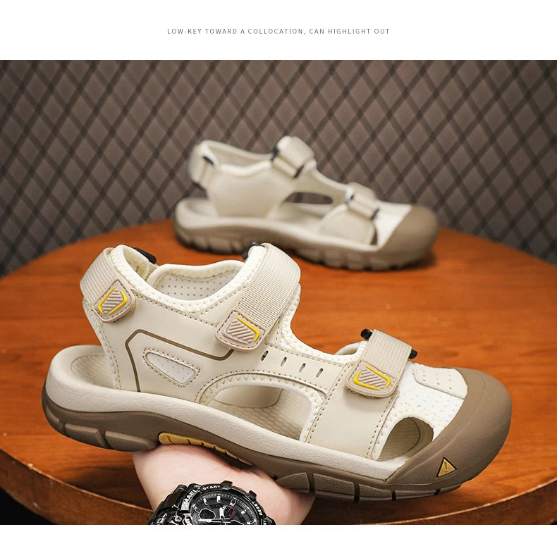 New Fashion Summer Casual Men's Shoes Beach Sandals Quality Closed Toe Sandals Soft Breathable Large Size Men Sandals Size 38-46