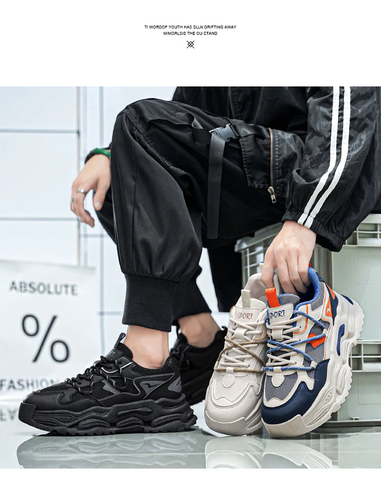 Men Sneakers 2025 Autumn New Mesh Breathable Running Sport Shoes Light Soft Thick Sole Hole Man Casual Shoes Athletic Sneakers