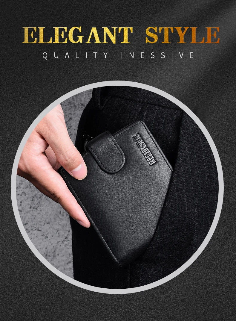 Genuine leather Men's Wallet Classic Style Short Multi-Card Wallet Coin Pocket Wallet High-End Minimalist wallet for Men