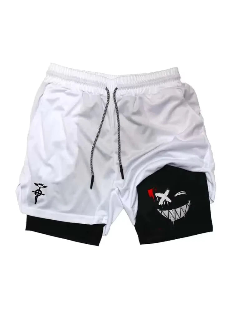 Pantalón corto de entrenamiento fitness pour hommes, impression démon, secado rápido, short de jogging de plage, mens shorts