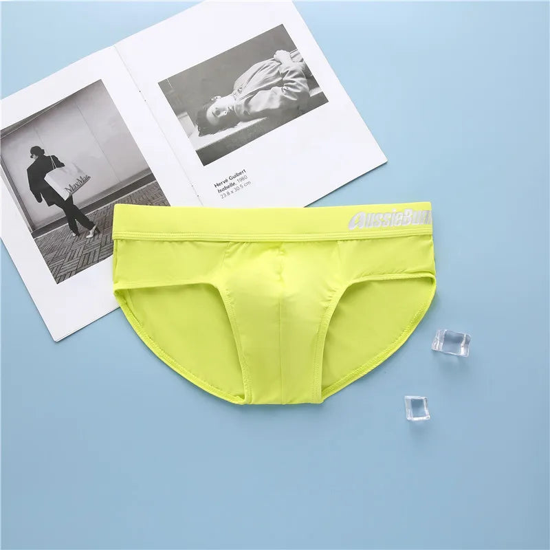 Men's Breathable Silk Underwear, Sexy Fashion Briefs, Comfortable Briefs, Low Waist, Stretch, Three-Dimensional Underpants
