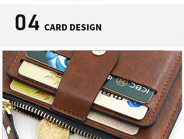 Men Fashion Credit ID Card Holder Wallet Male Slim Leather Wallet with Coin Pocket Brand Designer Brown Business Purse