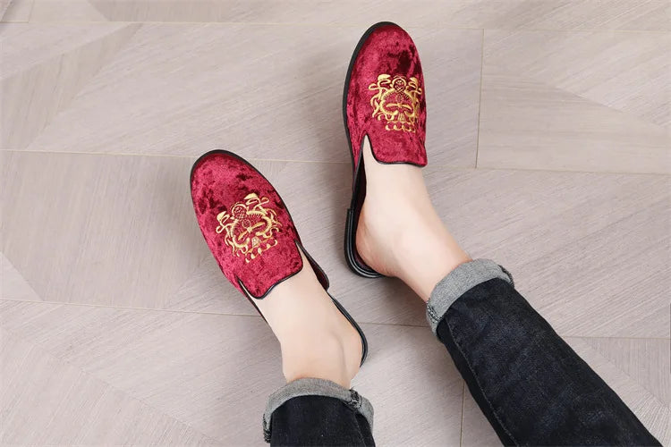 2025 New Male Casual Mules Moccasins Breathable Loafers Men's Tassels Half Slippers Suede Leather Shoes Zapatos Hombre