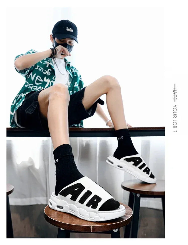Men's Slippers 2025 Summer New Casual Slippers Fashion Air Cushion Sports Slippers for Men Non Slip Beach Shoes Designer Slides