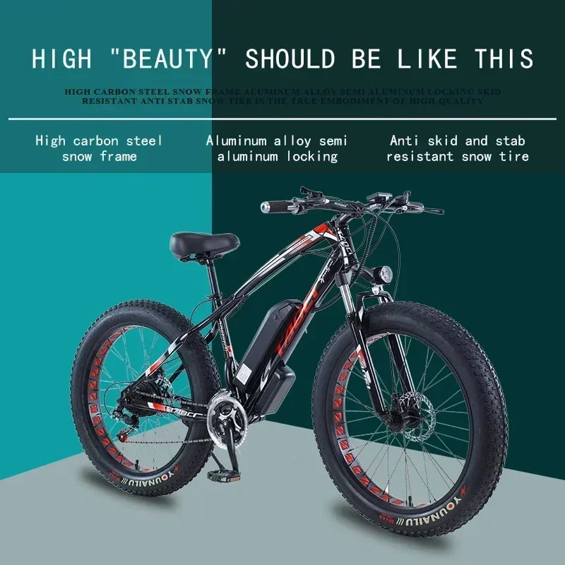 Electric bicycle AKEZ 750W motor 48v13ah battery Hydraulic Brake Electric bike 26 inch Fat tires mountain off-road riding e-bike