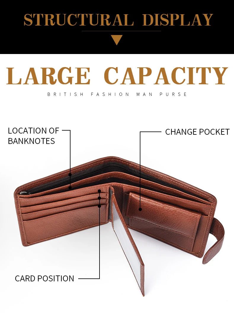 Genuine leather Men's Wallet Classic Style Short Multi-Card Wallet Coin Pocket Wallet High-End Minimalist wallet for Men