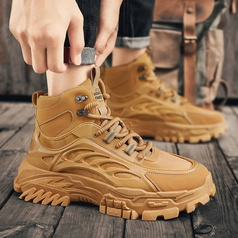 Men's Boots Outdoor Waterproof Men Ankle Boots Men Platform Work Safty Shoes for Men Casual Hiking Shoes Breathable Men Sneakers