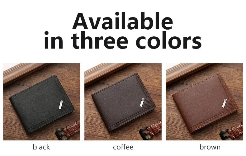 Men's Short Leather Slim Wallets Business Man Money Clip Credit Card Holder Purse Thin Minimalist Bifold Wallet