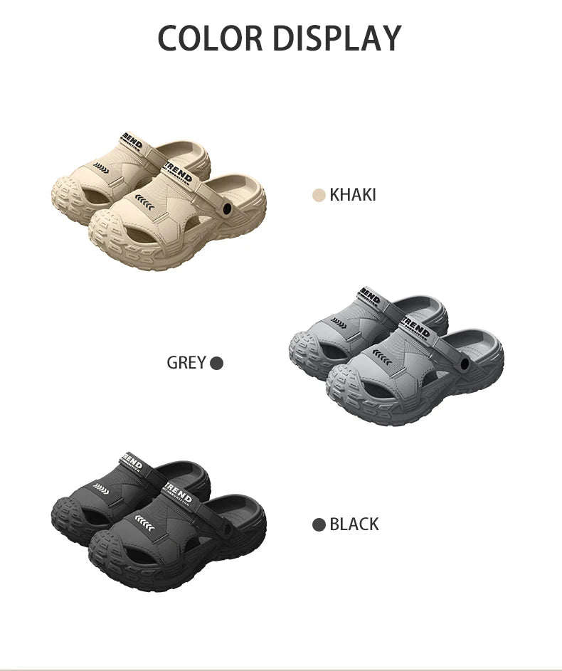 EVA sandals for men in summer, thick soft soled for outdoor wear, beach shoes for casual sports, and perforated shoes