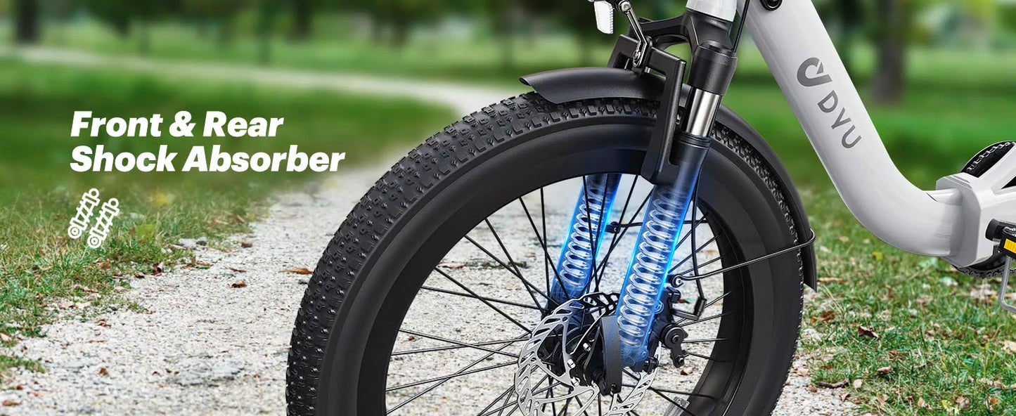 DYU C9 Electric Bicycle Peak 1000W Motor 48V15.6AH Lithium Battery Electric Bike Hydraulic Brake 20*3.0 Inch Fat Tire E-bike