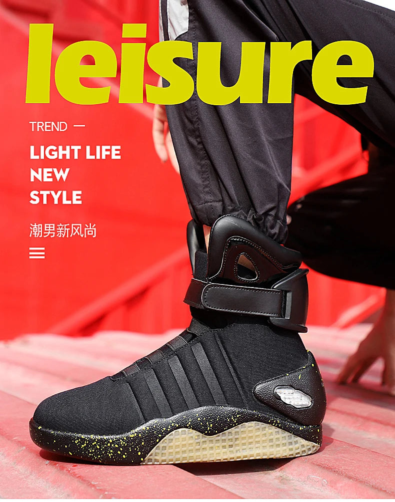 New Boots for Men,Women,USB Rechargeable Glowing Shoes Man Winter Boots Party Shoes Cool Soldier Boots Back to Future