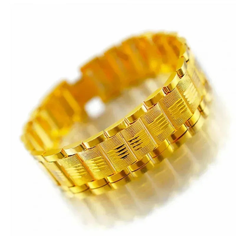 Gold bracelet 24k domineering watch chain real gold jewelry AU999 high-end atmospheric  pure  men and womenValentine's Day gifts